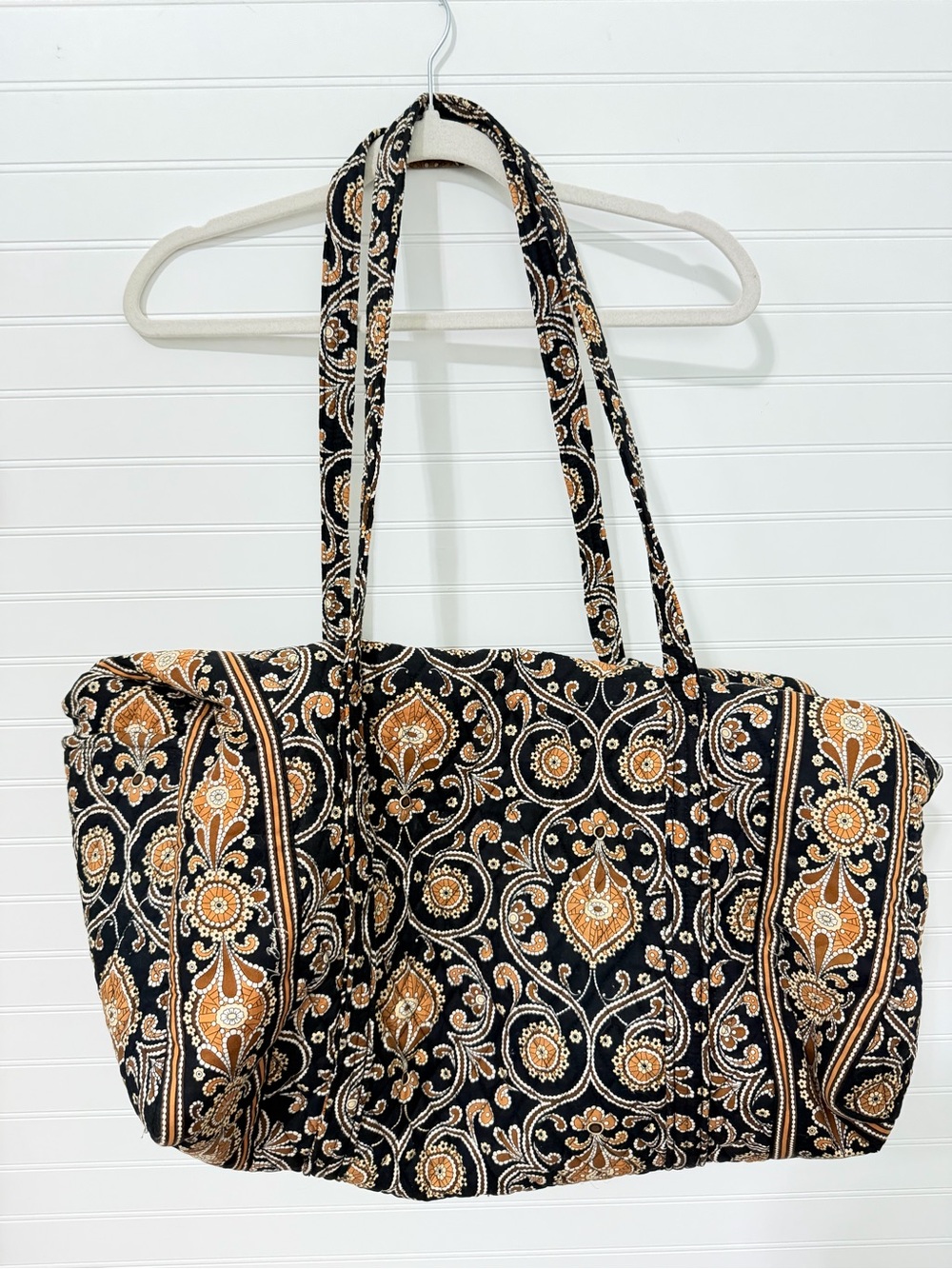 Vera Bradley Black and Tan Paisley Quilted Duffle